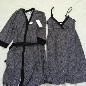 2 piece sleepwear robe and chemise slip loungewear